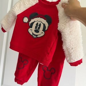 Disney Red and White Christmas Mickey Mouse Matching Set